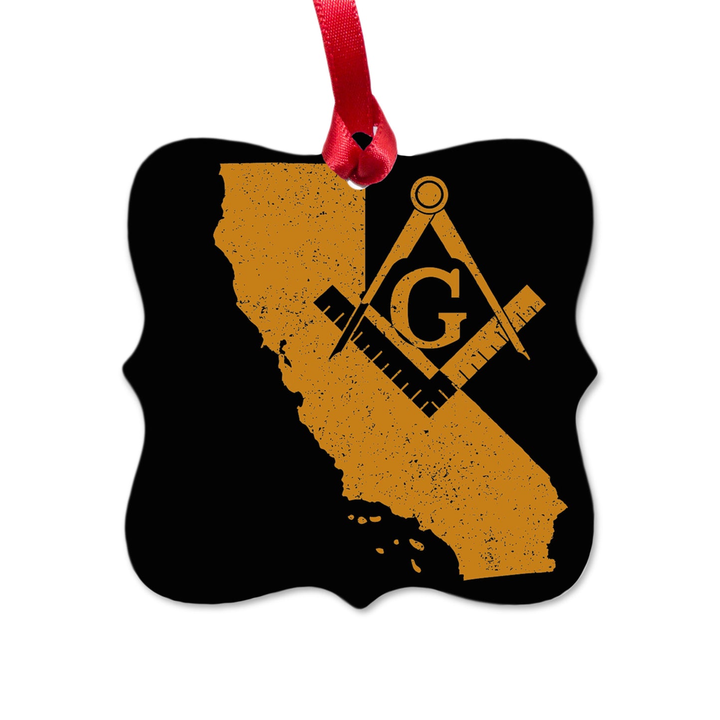 California square & compass freemason symbol state map - Square Aluminum Ornament