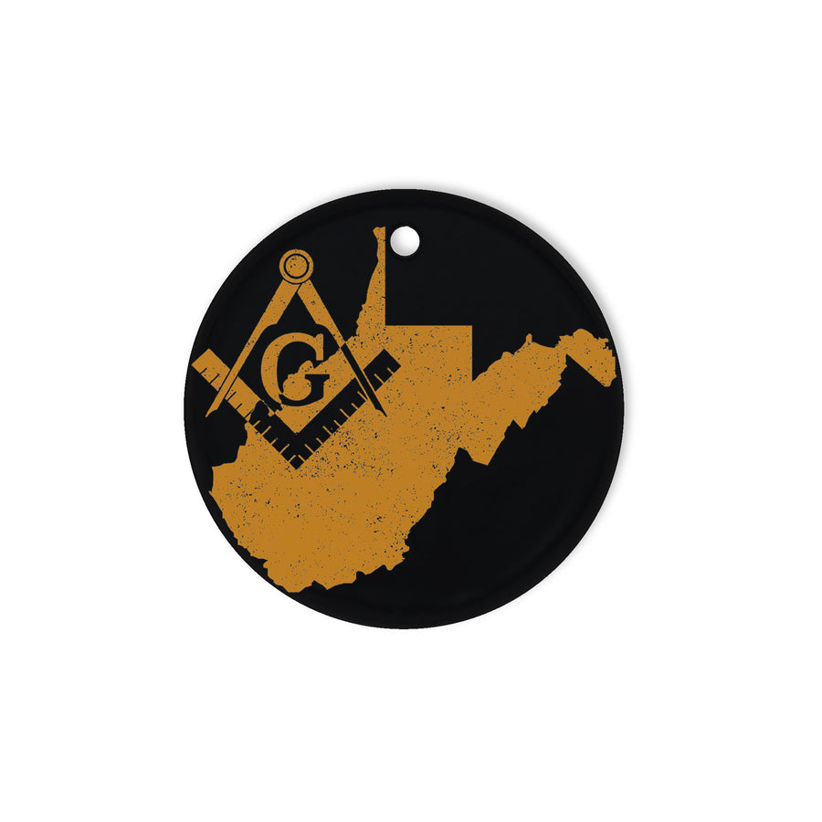 West Virginia square & compass freemason symbol state map - Circle Ceramic Ornament