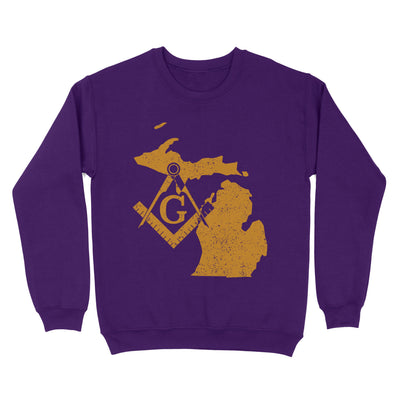 Michigan Freemason State Map Square & Compass Symbol - Sweatshirt