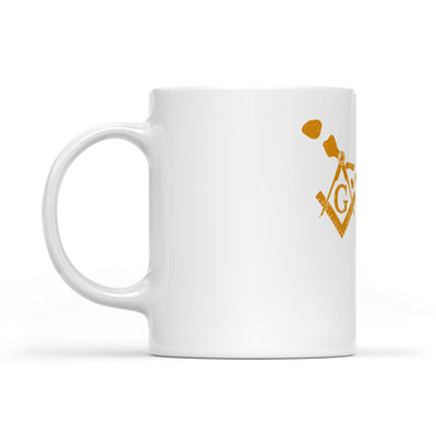 Hawaii square & compass freemason symbol state map - White Mug