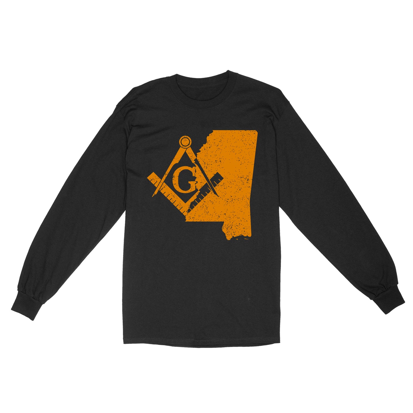 Mississippi Freemason State Map Square & Compass Symbol - Long Sleeve