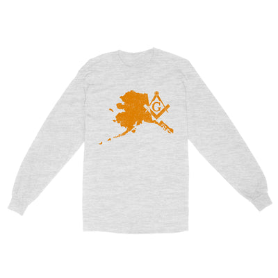 Alaska Freemason State Map Square & Compass Symbol - Long Sleeve