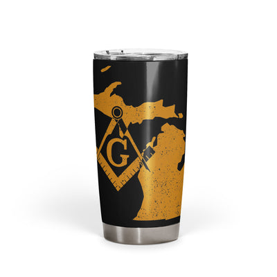 Michigan Square & Compass Freemason symbol state map - 20oz Fat Tumbler