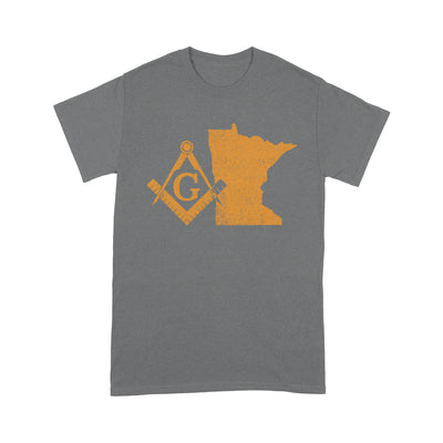 Minnesota Freemason State Map Square & Compass Symbol - T Shirt