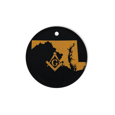 Maryland square & compass freemason symbol state map - Circle Ceramic Ornament (2 sided)