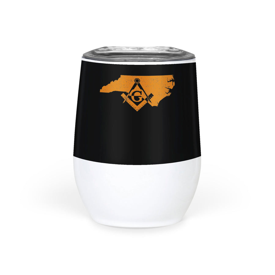 North Carolina Square & Compass Freemason symbol state map - Wine Tumbler