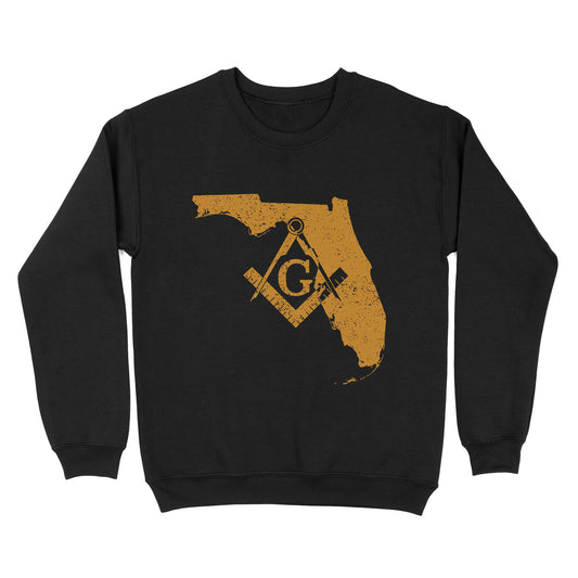 Florida Freemason State Map Square & Compass Symbol - Sweatshirt