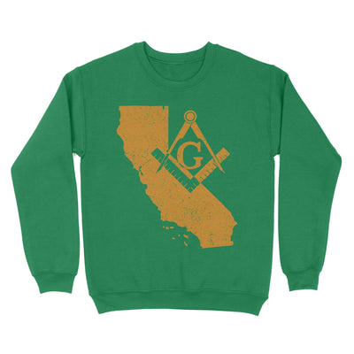 California Freemason State Map Square & Compass Symbol - Sweatshirt