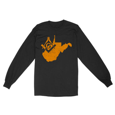 West Virginia Freemason State Map Square & Compass Symbol - Long Sleeve