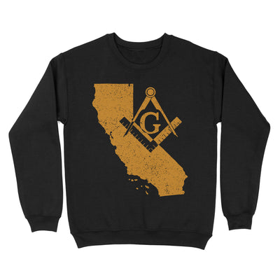 California Freemason State Map Square & Compass Symbol - Sweatshirt