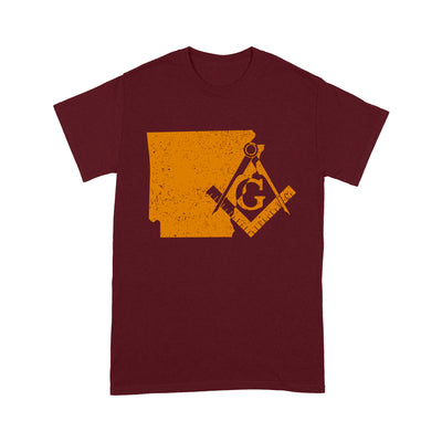 Arkansas Freemason State Map Square & Compass Symbol - T Shirt