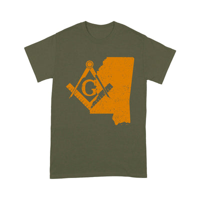 Mississippi Freemason State Map Square & Compass Symbol - T Shirt