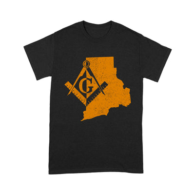 Rhode Freemason State Map Square & Compass Symbol - T Shirt