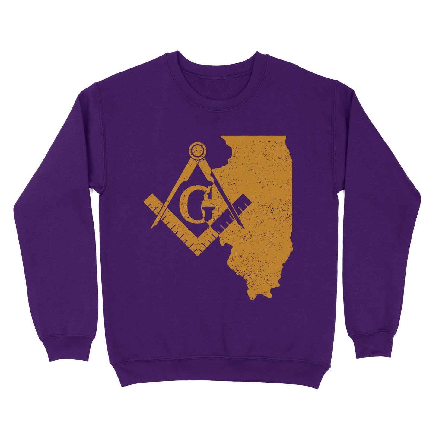 Illinois Freemason State Map Square & Compass Symbol - Sweatshirt