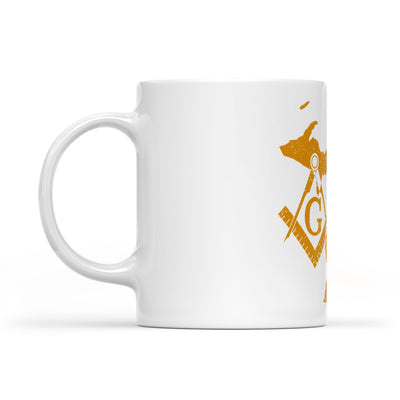 Michigan square & compass freemason symbol state map - White Mug