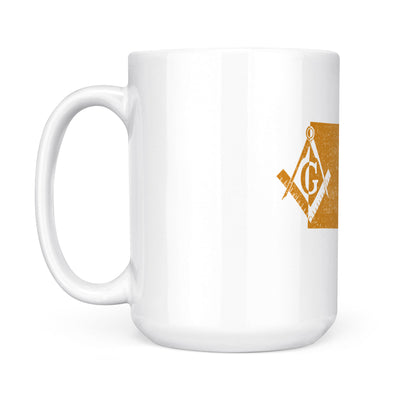 South Dakota square & compass freemason symbol state map - White Mug