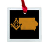 Iowa square & compass freemason symbol state map - Glass Square Ornament