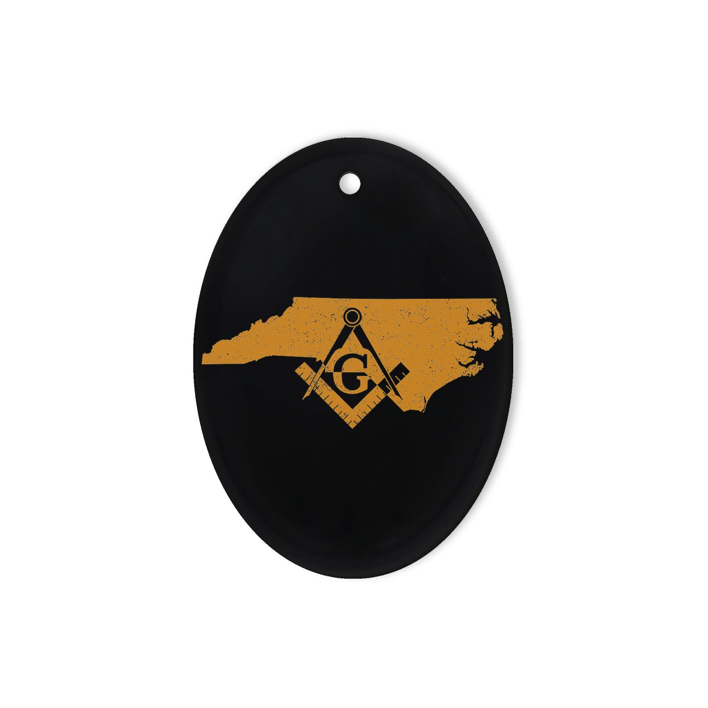 North Carolina square & compass freemason symbol state map - Oval Ceramic Ornament (2 sided)