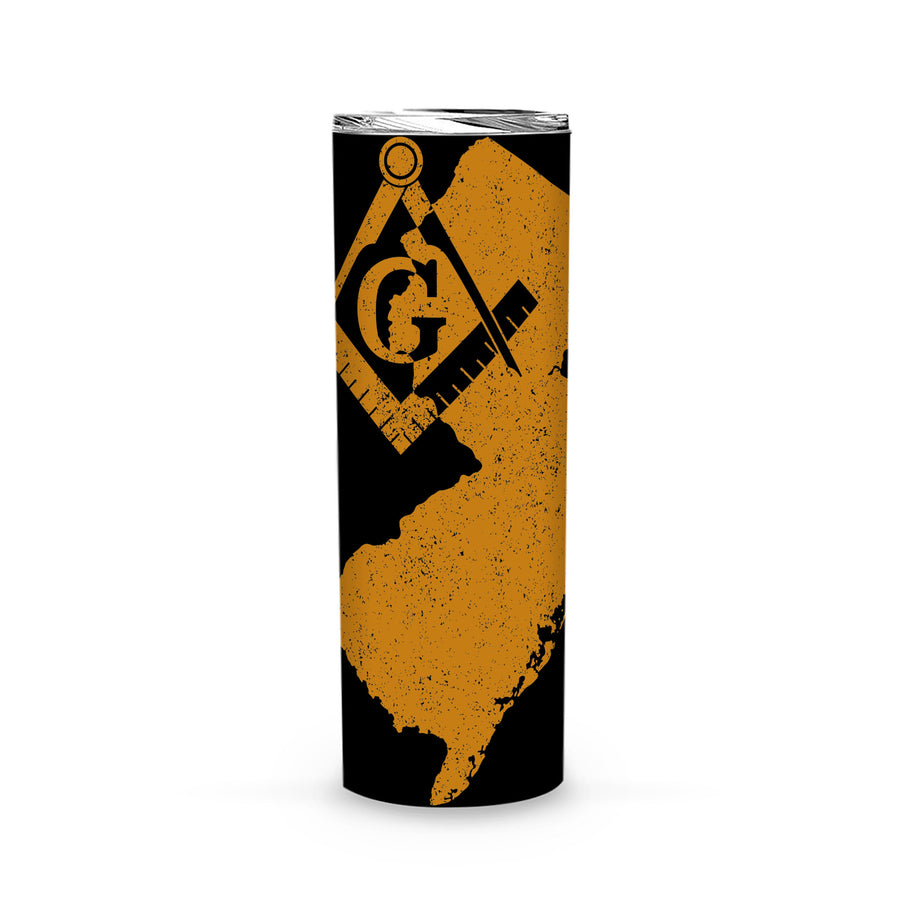 New Jersey Square & Compass Freemason symbol state map -Skinny Tumbler