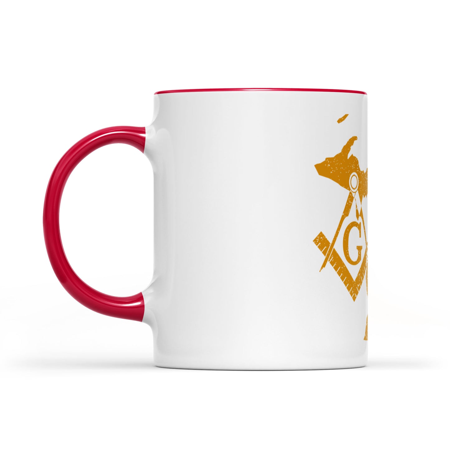 Michigan square & compass freemason symbol state map - Accent Mug