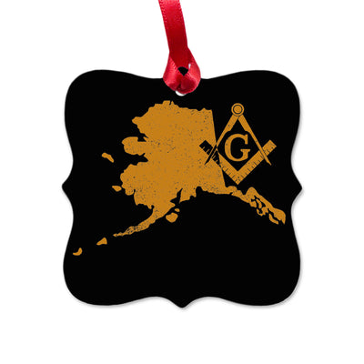 Alaska square & compass freemason symbol state map - Square Aluminum Ornament