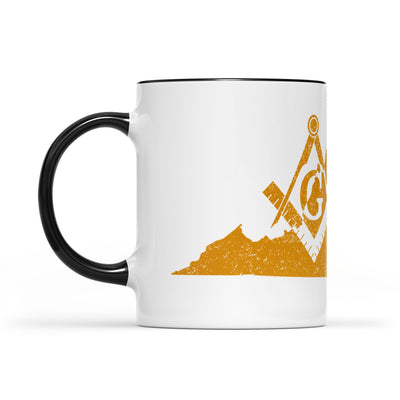 Virginia square & compass freemason symbol state map - Accent Mug