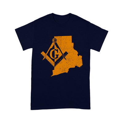 Rhode Freemason State Map Square & Compass Symbol - T Shirt