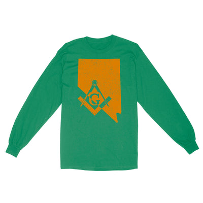 Nevada Freemason State Map Square & Compass Symbol - Long Sleeve