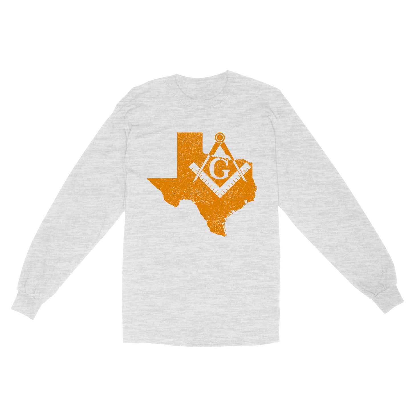 Texas Freemason State Map Square & Compass Symbol - Long Sleeve