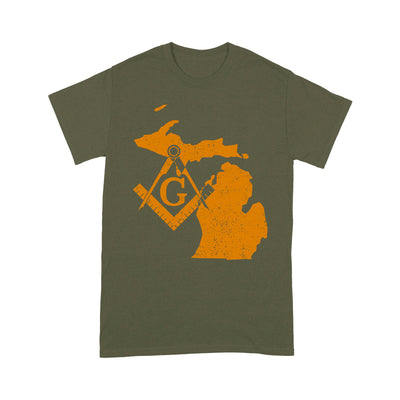 Michigan Freemason State Map Square & Compass Symbol - T Shirt