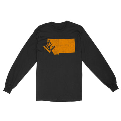 Montana Freemason State Map Square & Compass Symbol - Long Sleeve