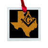 Texas square & compass freemason symbol state map - Glass Square Ornament