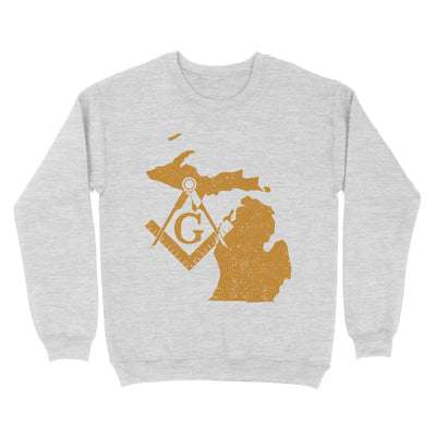 Michigan Freemason State Map Square & Compass Symbol - Sweatshirt