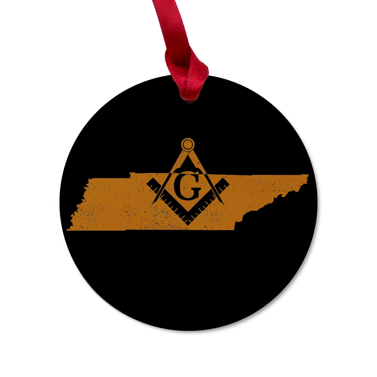 Tennessee square & compass freemason symbol state map - Round Wooden Maple Ornament