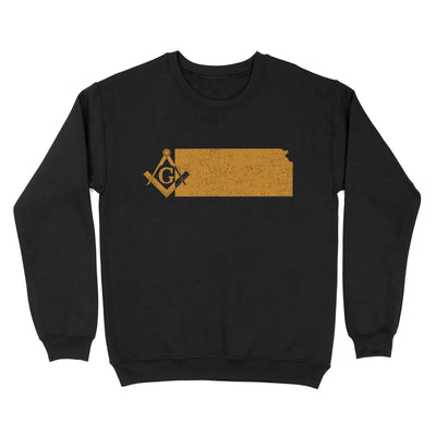 Kansas Freemason State Map Square & Compass Symbol - Sweatshirt