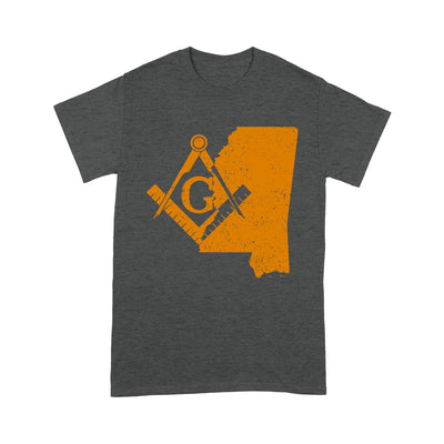 Mississippi Freemason State Map Square & Compass Symbol - T Shirt