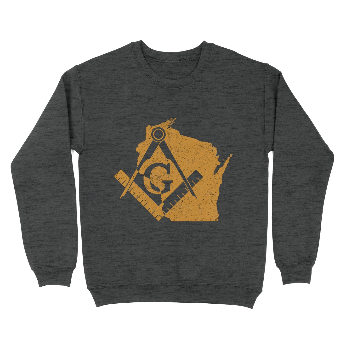 Wisconsin Freemason State Map Square & Compass Symbol - Sweatshirt