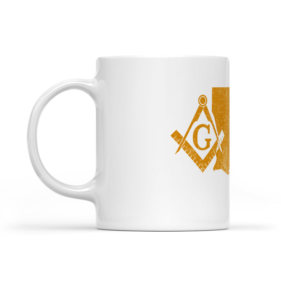 Louisiana square & compass freemason symbol state map - White Mug