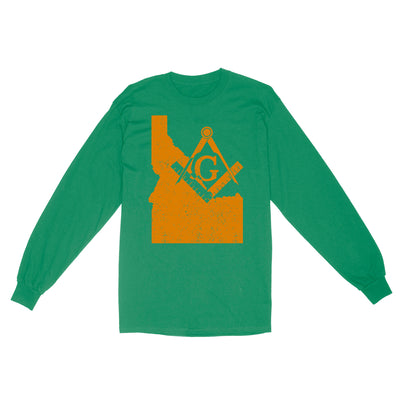 Idaho Freemason State Map Square & Compass Symbol - Long Sleeve