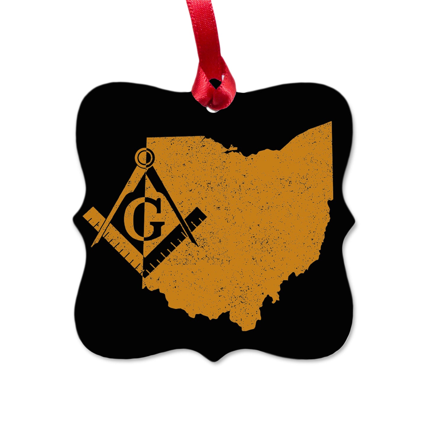 Ohio square & compass freemason symbol state map - Square Aluminum Ornament