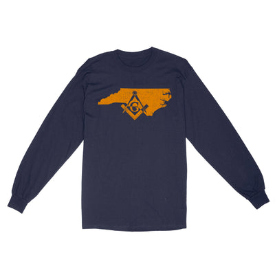 North Carolina Freemason State Map Square & Compass Symbol - Long Sleeve