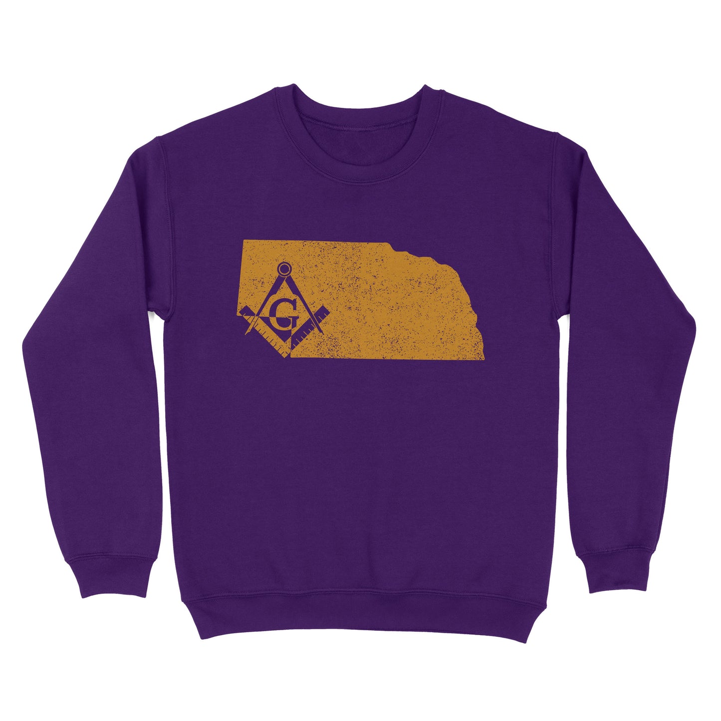 Nebraska Freemason State Map Square & Compass Symbol - Sweatshirt