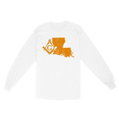 Louisiana Freemason State Map Square & Compass Symbol - Long Sleeve