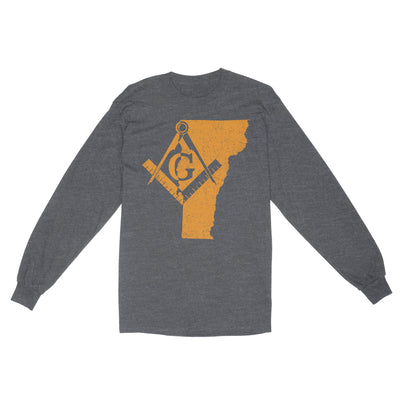 Vermont Freemason State Map Square & Compass Symbol - Long Sleeve