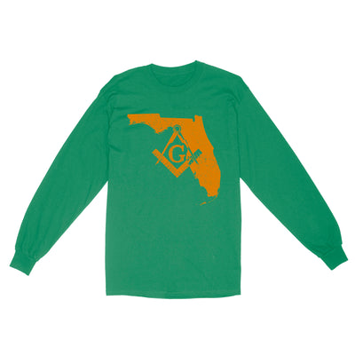 Florida Freemason State Map Square & Compass Symbol - Long Sleeve