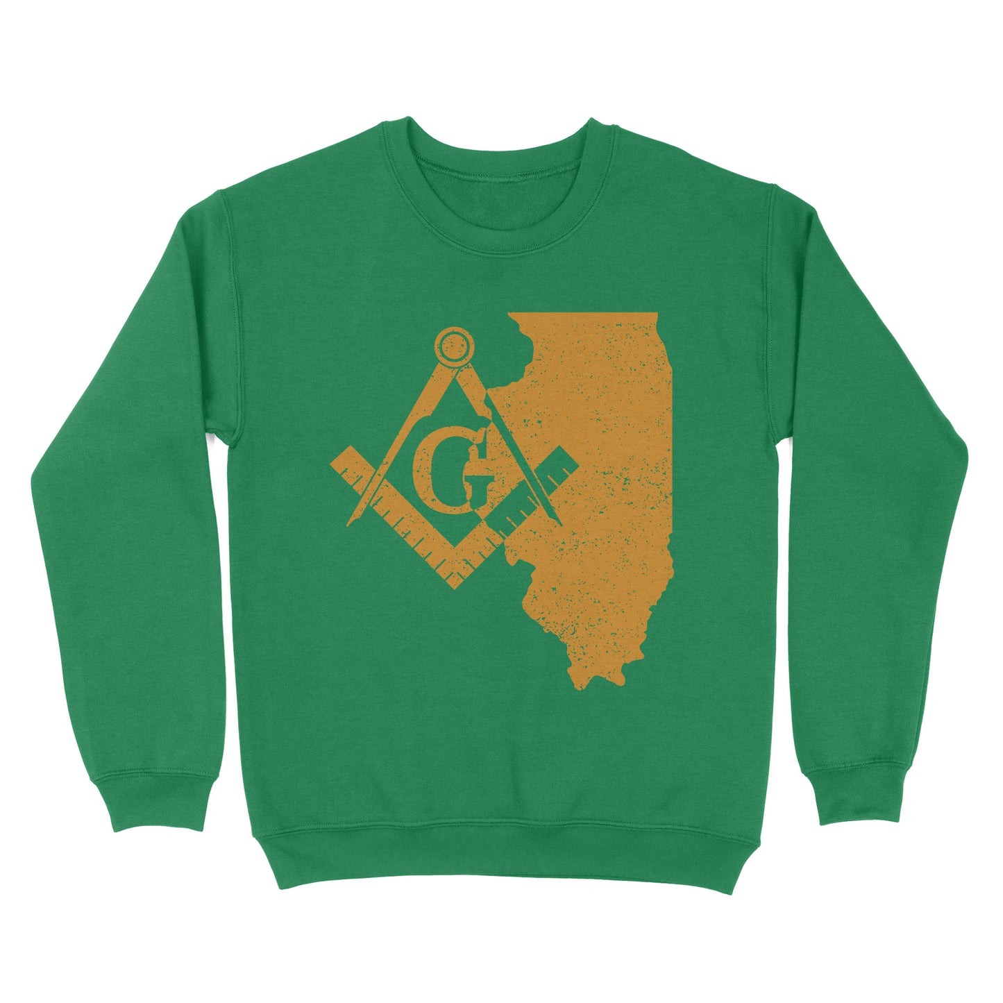 Illinois Freemason State Map Square & Compass Symbol - Sweatshirt