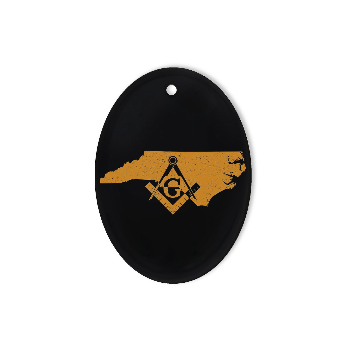 North Carolina square & compass freemason symbol state map - Oval Ceramic Ornament