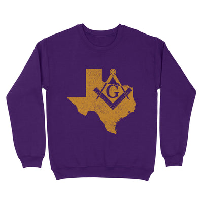 Texas Freemason State Map Square & Compass Symbol - Sweatshirt