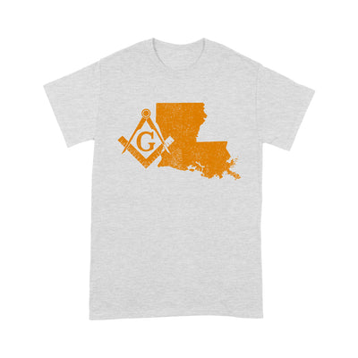 Louisiana Freemason State Map Square & Compass Symbol - T Shirt