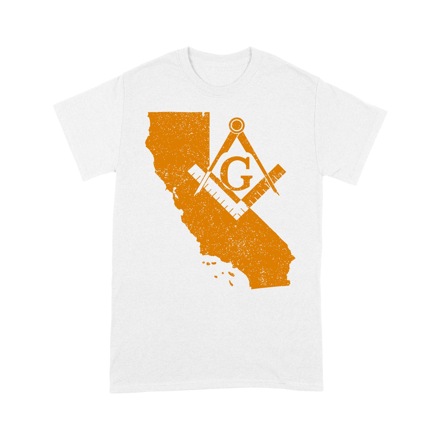 California Freemason State Map Square & Compass Symbol - T Shirt